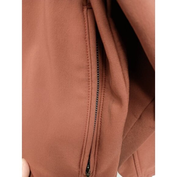 Woolrich Mens Softshell Jacket Size Medium Burnt Orange Fleece Lined Zip Up - Picture 4 of 9
